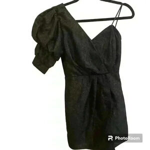 Do+Be Pleated One Shoulder Dress Perfect Black Cocktail Dress size Small i\